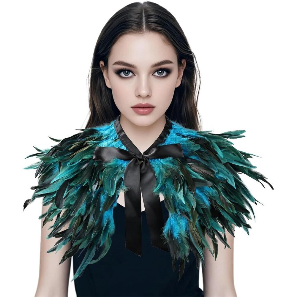 🆕Women Blue Cape Shawl Witch Shoulder Wrap Cosplay Costumes Halloween